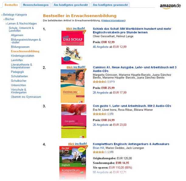 Amazon- Bestseller in Erwachsenenbildung