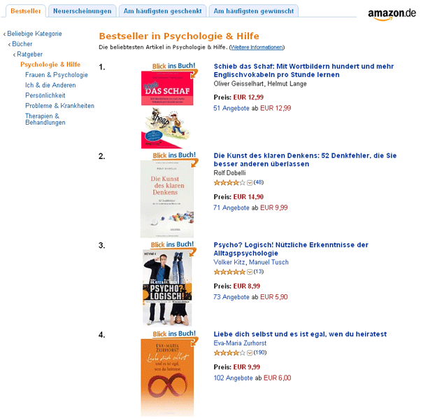 Amazon- Bestseller in Psychologie